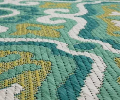 Waterside Teal & White Geometric Outdoor Area Rug, (2.5' X 6') -Carpet Promotion 810600314 A8 3