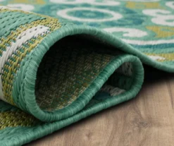 Waterside Teal & White Geometric Outdoor Area Rug, (2.5' X 6') -Carpet Promotion 810600314 A8 5