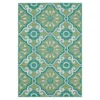 Waterside Teal & White Geometric Outdoor Area Rug, (4' X 5.5')