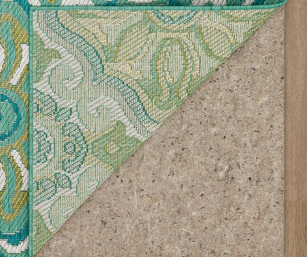 Waterside Teal & White Geometric Outdoor Area Rug, (8' X 10') 3 Waterside Teal & White Geometric Outdoor Area Rug, (8' X 10') - Image 3