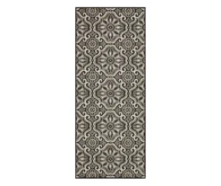 Waterside Dark Gray & Taupe Geometric Outdoor Area Rug, (2.5' X 6')