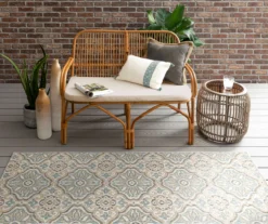 Waterside Light Gray & Turquoise Geometric Outdoor Area Rug, (2.5' X 6') -Carpet Promotion 810600322 A0 3 1
