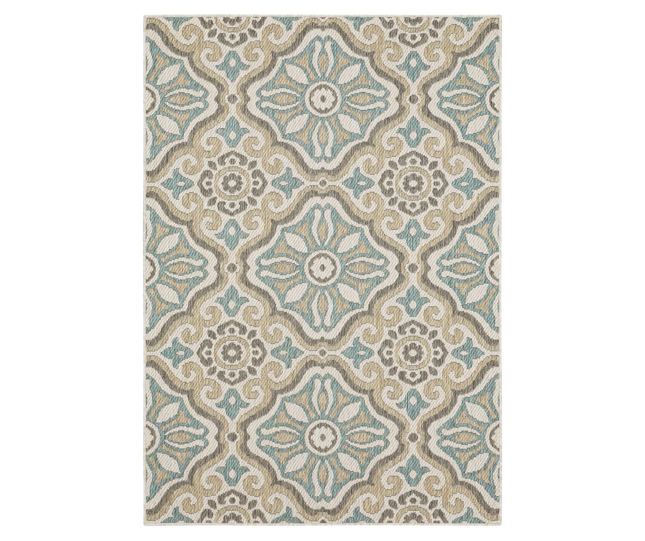 Waterside Light Gray & Turquoise Geometric Outdoor Area Rug, (8' X 10') 1 Waterside Light Gray & Turquoise Geometric Outdoor Area Rug, (8' X 10')