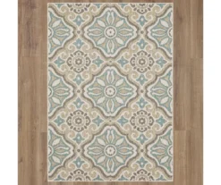 Waterside Light Gray & Turquoise Geometric Outdoor Area Rug, (8' X 10') 10 Waterside Light Gray & Turquoise Geometric Outdoor Area Rug, (8' X 10') -Carpet Promotion 810600325 A0 2
