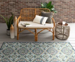 Waterside Blue & White Geometric Outdoor Area Rug, (2.5' X 6') -Carpet Promotion 810600326 A0 3 1