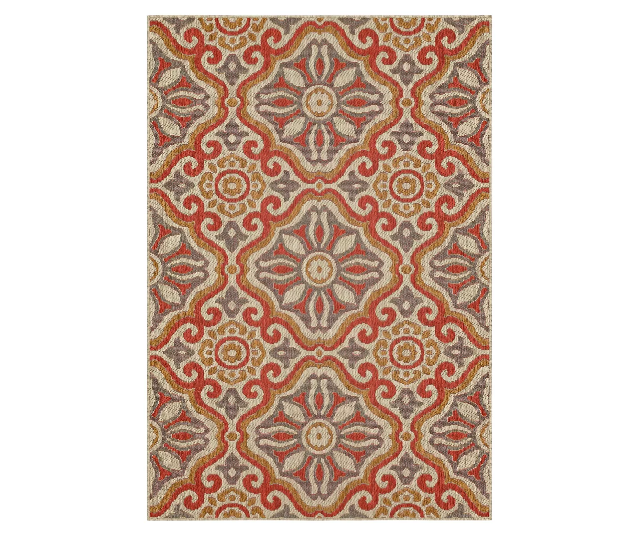 Waterside Rust & Tan Geometric Outdoor Area Rug, (4' X 5.5') 1 Waterside Rust & Tan Geometric Outdoor Area Rug, (4' X 5.5')