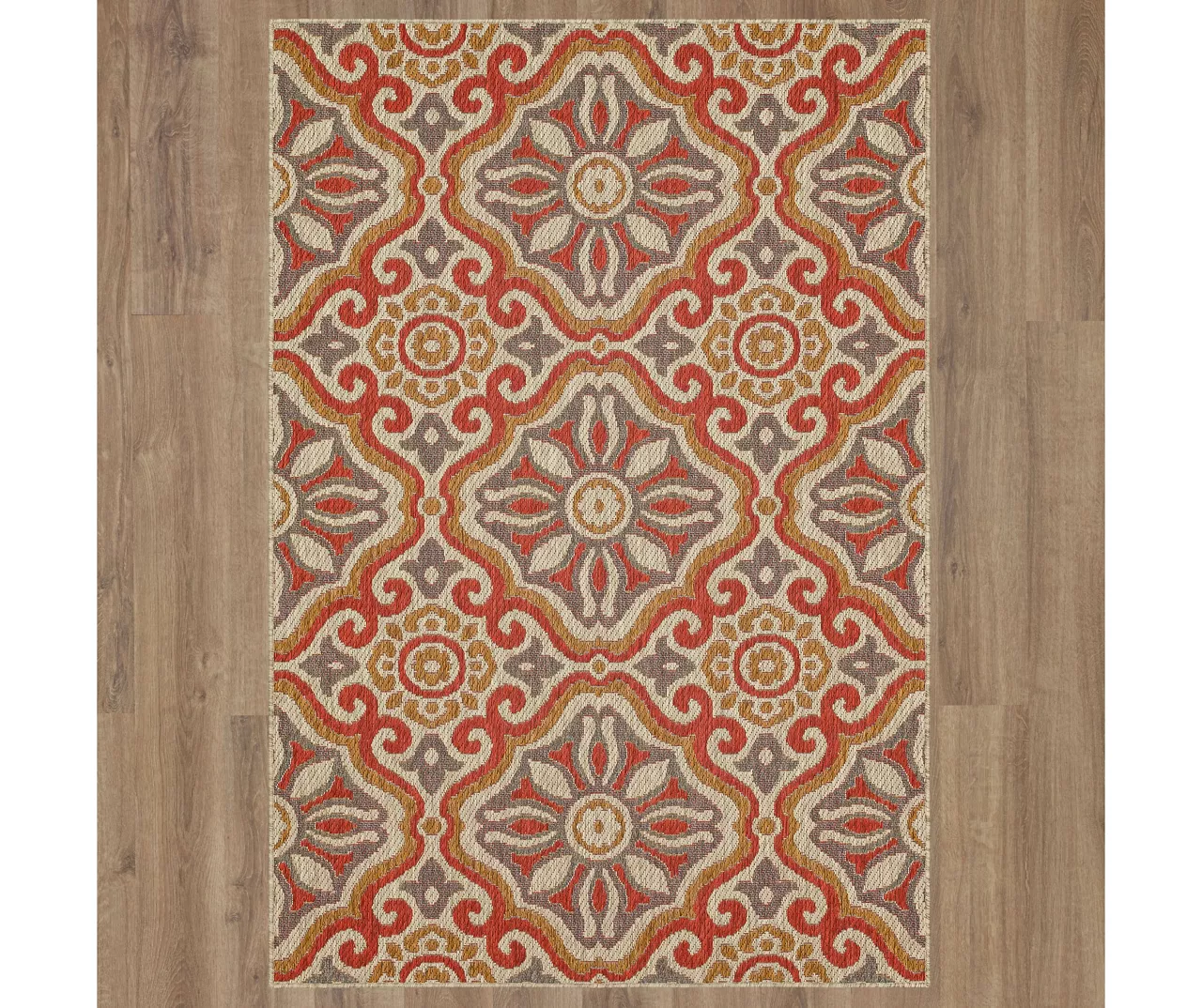 Waterside Rust & Tan Geometric Outdoor Area Rug, (4' X 5.5') 3 Waterside Rust & Tan Geometric Outdoor Area Rug, (4' X 5.5') - Image 3
