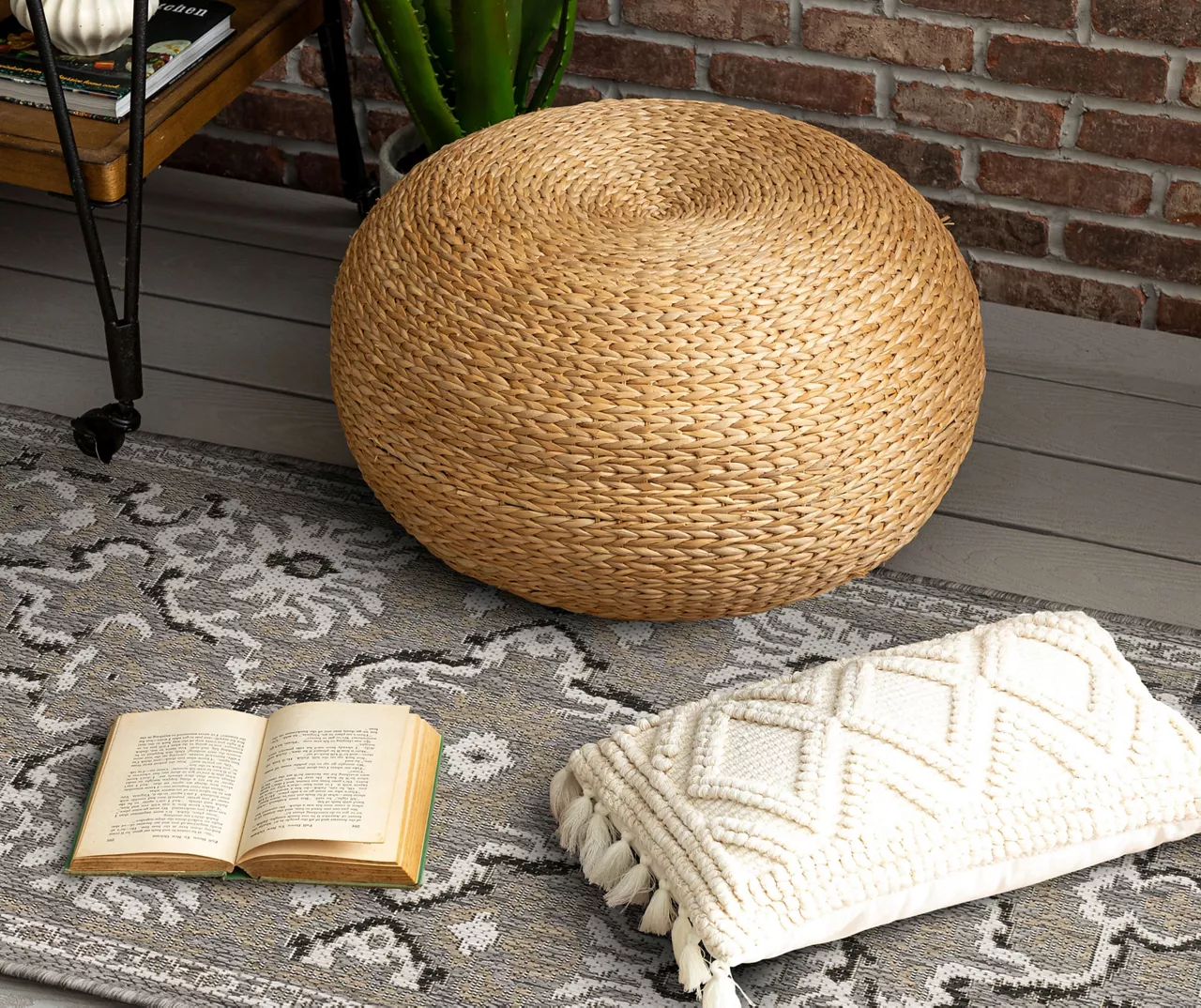 Coastal Desire Taupe & White Ornamental Outdoor Area Rug, (2.5' X 6') 7 Coastal Desire Taupe & White Ornamental Outdoor Area Rug, (2.5' X 6') - Image 7
