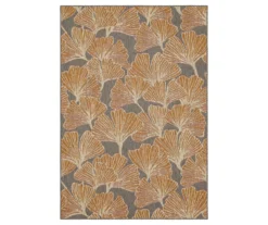 Treasured Garden Rust & Gray Botanical Outdoor Area Rug, (8' X 10')