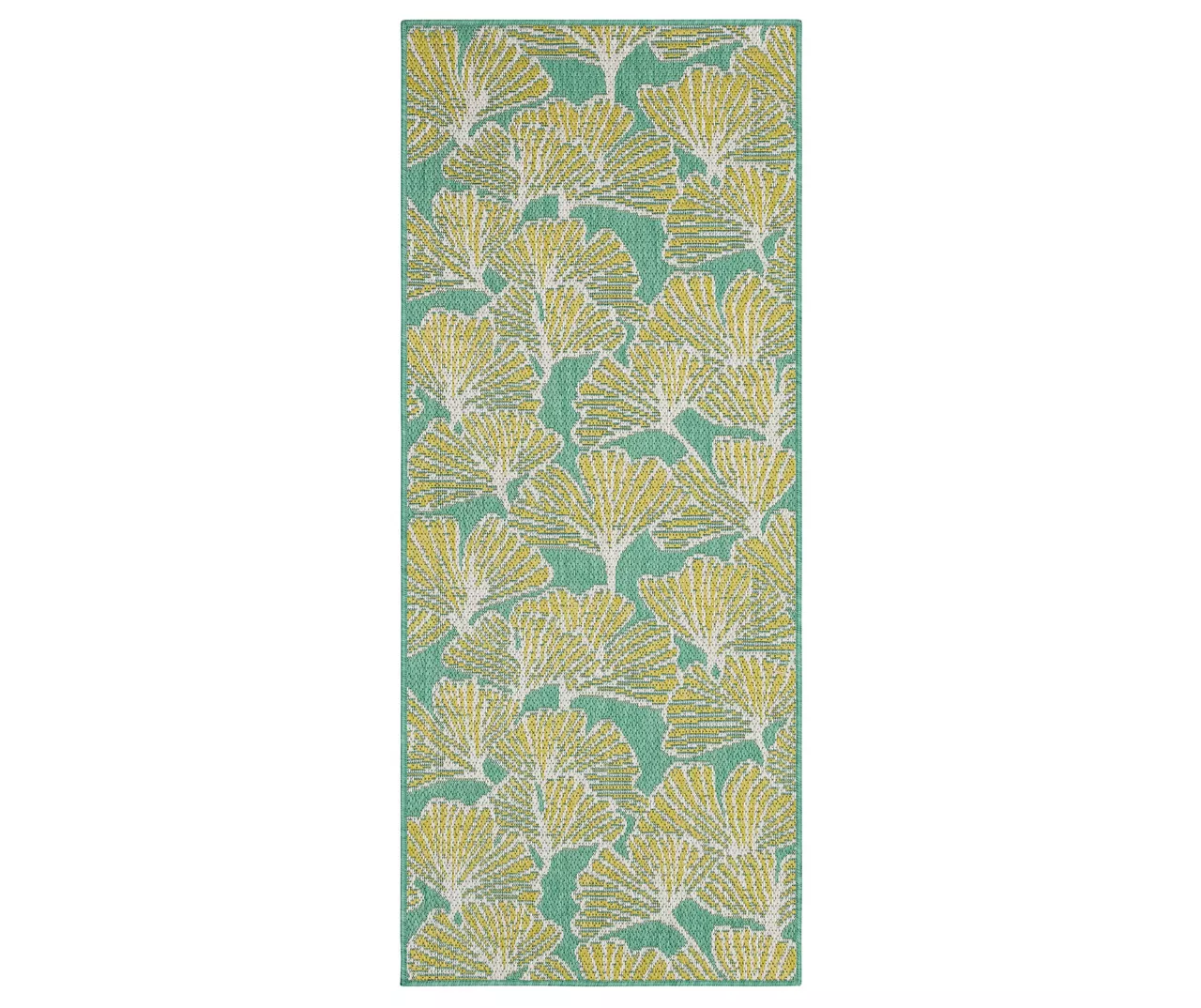 Treasured Garden Lime Green & Turquoise Botanical Outdoor Area Rug, (2.5' X 6') 1 Treasured Garden Lime Green & Turquoise Botanical Outdoor Area Rug, (2.5' X 6')