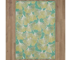 Treasured Garden Lime Green & Turquoise Botanical Outdoor Area Rug, (4' X 5.5') -Carpet Promotion 810600347 A0 2 1