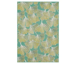 Mohawk Treasured Garden Lime Green & Turquoise Botanical Outdoor Area Rug -Carpet Promotion 810600348 A0 1