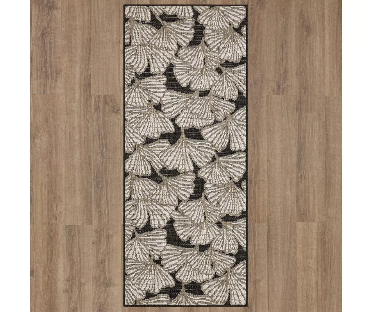 Treasured Garden Dark Gray & White Botanical Outdoor Area Rug, (2.5' X 6') 4 Treasured Garden Dark Gray & White Botanical Outdoor Area Rug, (2.5' X 6') - Image 4