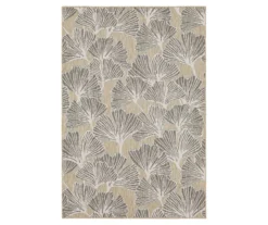 Treasured Garden Beige & Tan Botanical Outdoor Area Rug, (4' X 5.5')