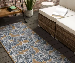 Treasured Garden Navy & Brown Botanical Outdoor Area Rug, (2.5' X 6') -Carpet Promotion 810600358 A0 3
