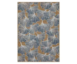 Treasured Garden Navy & Brown Botanical Outdoor Area Rug, (8' X 10')