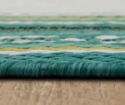 Panama Teal & White Geo-Bordered Outdoor Area Rug, (2.5' X 6') -Carpet Promotion 810600362 A8 4