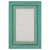 Panama Teal & White Geo-Bordered Outdoor Area Rug, (4' X 5.5')