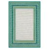 Panama Teal & White Geo-Bordered Outdoor Area Rug, (8' X 10')