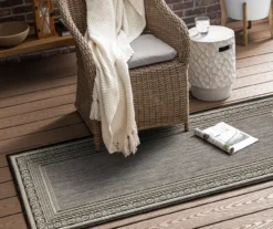 Panama Dark Gray & Black Geo-Bordered Outdoor Area Rug, (2.5' X 6') -Carpet Promotion 810600366 A0 3