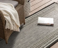 Panama Dark Gray & Black Geo-Bordered Outdoor Area Rug, (2.5' X 6') -Carpet Promotion 810600366 A0 4