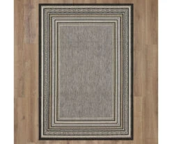Panama Dark Gray & Black Geo-Bordered Outdoor Area Rug, (4' X 5.5') -Carpet Promotion 810600367 A0 2