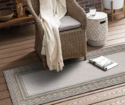 Panama Light Gray & Turquoise Geo-Bordered Outdoor Area Rug, (2.5' X 6') -Carpet Promotion 810600370 A0 3