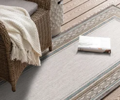 Panama Light Gray & Turquoise Geo-Bordered Outdoor Area Rug, (2.5' X 6') -Carpet Promotion 810600370 A0 4