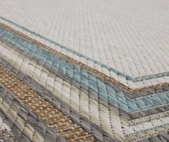 Panama Light Gray & Turquoise Geo-Bordered Outdoor Area Rug, (2.5' X 6') -Carpet Promotion 810600370 A8 3