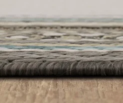 Panama Light Gray & Turquoise Geo-Bordered Outdoor Area Rug, (4' X 5.5') -Carpet Promotion 810600371 A8 4