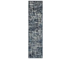 Gunnison Navy & White Crosshatch Area Rug, (2' X 8')