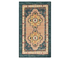 Coeus Green & Beige Ornamental Area Rug, (6' X 9')