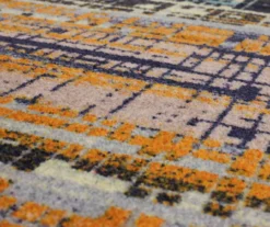 Kaven Orange & Navy Multi-Color Crosshatch Area Rug, (2' X 5') -Carpet Promotion 810600406 A8 3