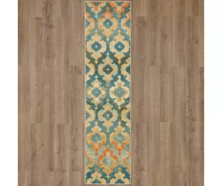 Zarel Rust & Blue Arabesque Area Rug, (2' X 8') -Carpet Promotion 810600421 A0 2 1