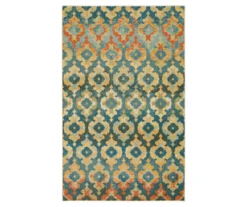 Zarel Rust & Blue Arabesque Area Rug, (4' X 6')
