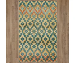 Zarel Rust & Blue Arabesque Area Rug, (5' X 8') -Carpet Promotion 810600423 A0 2
