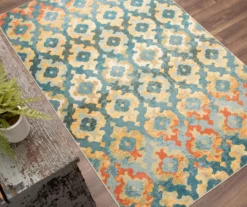Zarel Rust & Blue Arabesque Area Rug, (5' X 8') -Carpet Promotion 810600423 A0 4