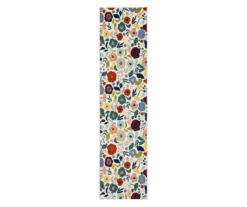 Mystic Garden White & Multi-Color Floral Area Rug, (2' X 8')