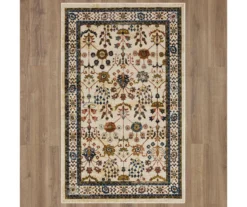 Muskberry Cream & Brown Floral Area Rug, (5' X 8') -Carpet Promotion 810600437 A0 2