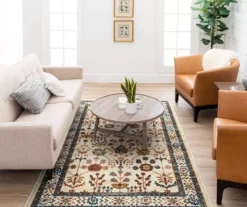 Muskberry Cream & Brown Floral Area Rug, (5' X 8') -Carpet Promotion 810600437 A0 3