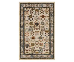 Muskberry Cream & Brown Floral Area Rug, (6' X 9')