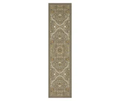 Heatherglen Gray & Beige Ornamental Floral Area Rug, (2' X 8')