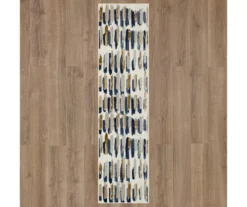 Quicksilver Blue, Brown & White Abstract Area Rug, (2' X 8') -Carpet Promotion 810600446 A0 2