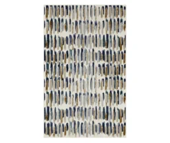Quicksilver Blue, Brown & White Abstract Area Rug, (5' X 8')