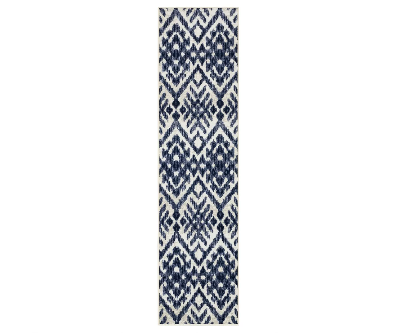Oreille Navy & White Ikat Area Rug, (2' X 8') 1 Oreille Navy & White Ikat Area Rug, (2' X 8')