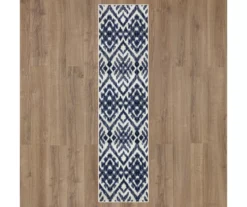 Oreille Navy & White Ikat Area Rug, (2' X 8') 10 Oreille Navy & White Ikat Area Rug, (2' X 8') -Carpet Promotion 810600466 A0 2 1