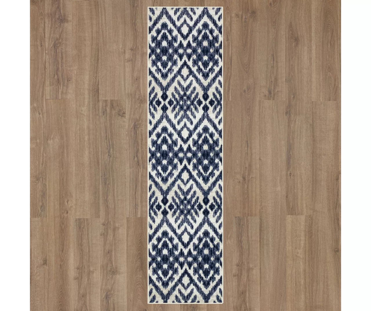 Oreille Navy & White Ikat Area Rug, (2' X 8') 3 Oreille Navy & White Ikat Area Rug, (2' X 8') - Image 3