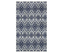 Oreille Navy & White Ikat Area Rug, (5' X 8')