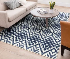 Oreille Navy & White Ikat Area Rug, (5' X 8') -Carpet Promotion 810600467 A0 4