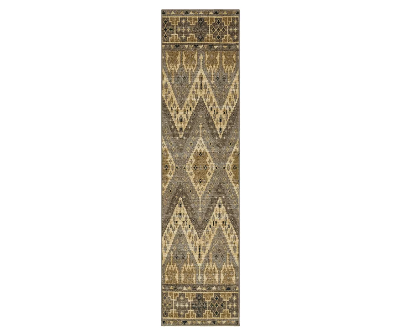 Sage Hollow Gray & Brown Geometric Area Rug, (2' X 8') 1 Sage Hollow Gray & Brown Geometric Area Rug, (2' X 8')